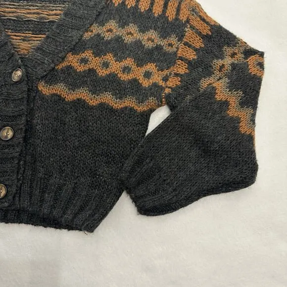 Natural Life Knit Cardigan Sweater XS/S Button Front Long Sleeve Fair Isle Crop