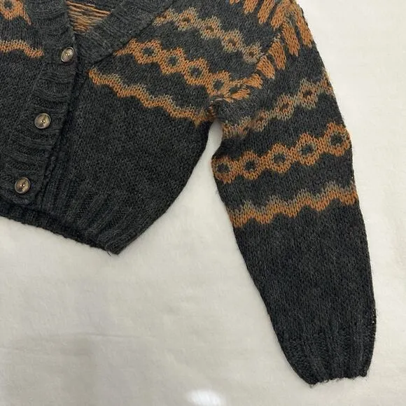 Natural Life Knit Cardigan Sweater XS/S Button Front Long Sleeve Fair Isle Crop