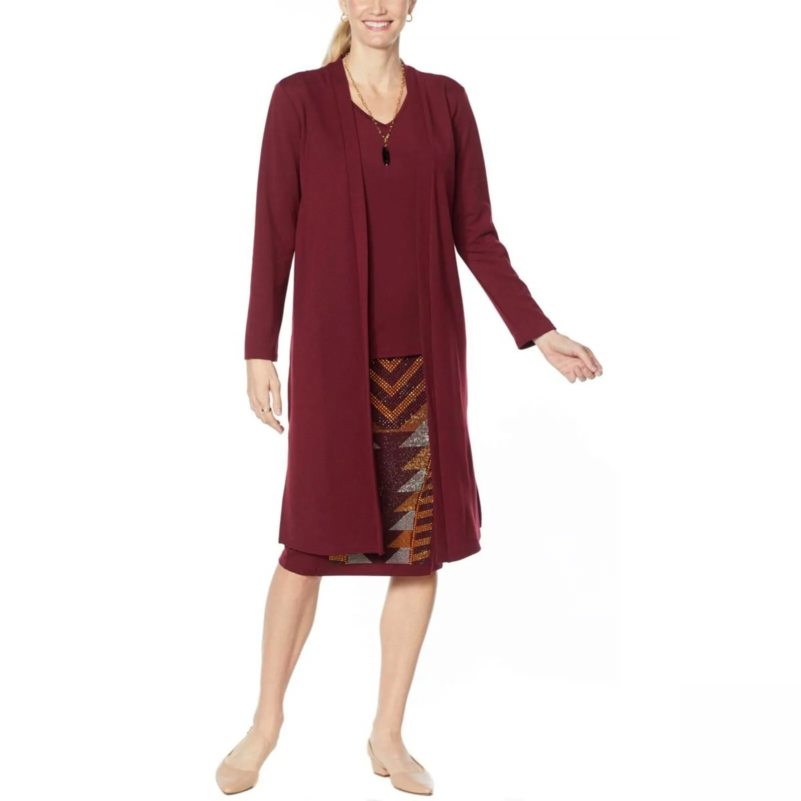 NWT Antthony Womens Holiday Luxe Ponte Knit Duster Cardigan. 726485