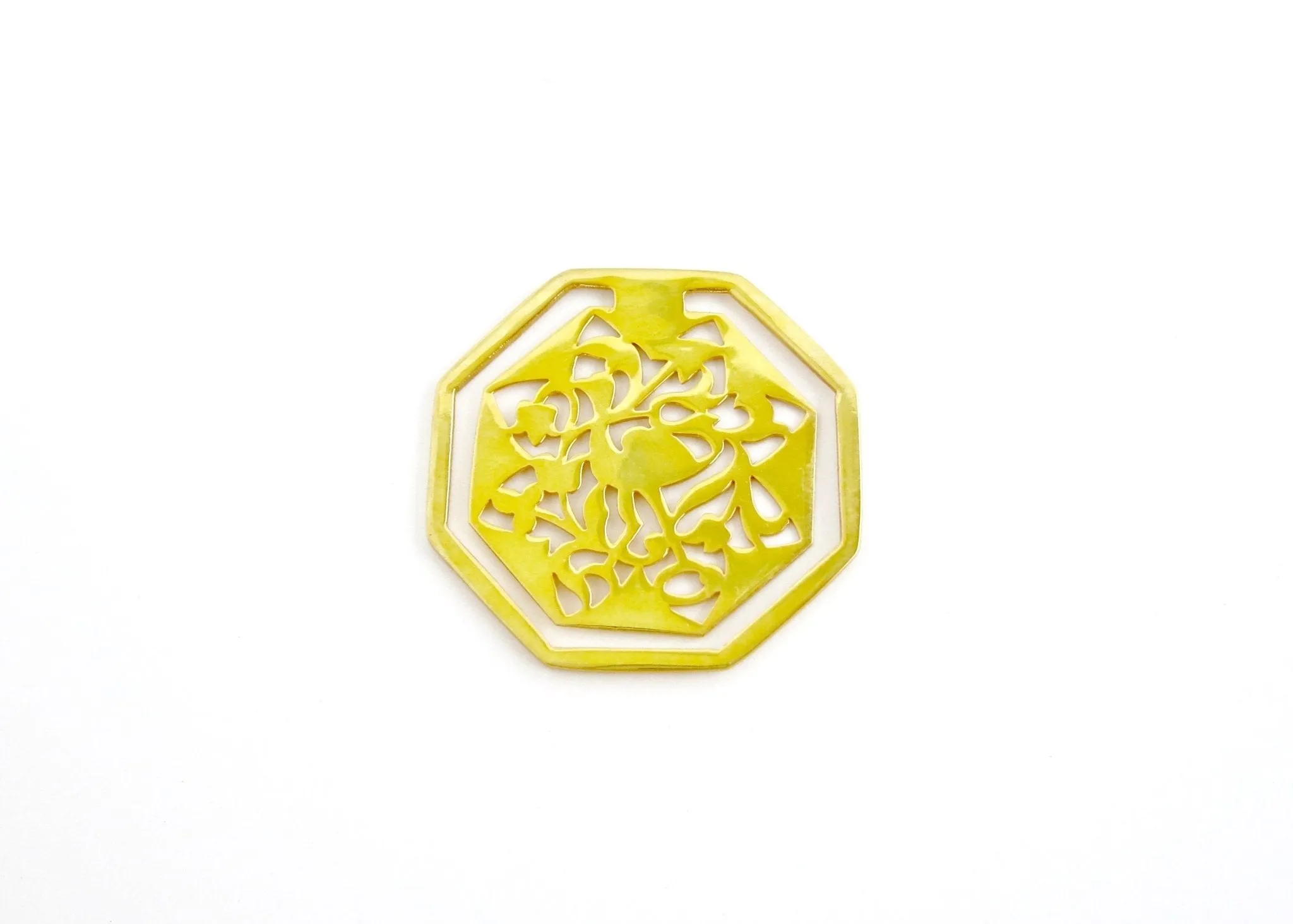 Octagonal, crane design, cutwork Bookmark