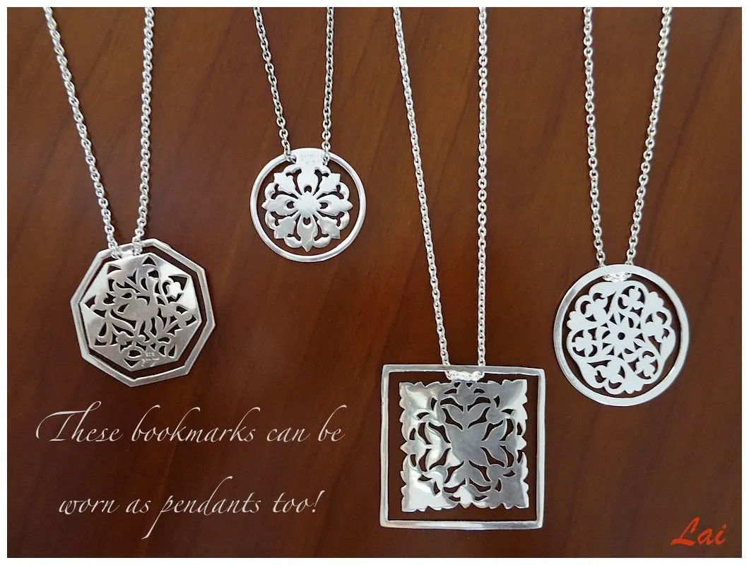 Octagonal, crane design, cutwork Bookmark