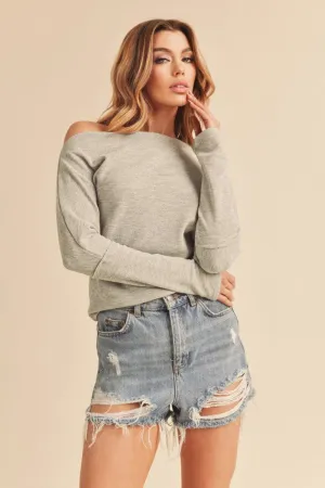 One Shoulder Long Sleeve Knit Top