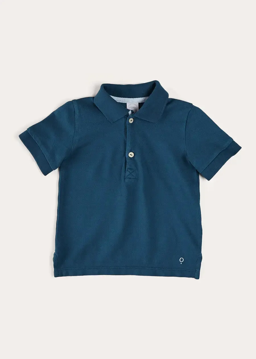 Plain Short Sleeve Polo Shirt in Navy (2-10yrs)