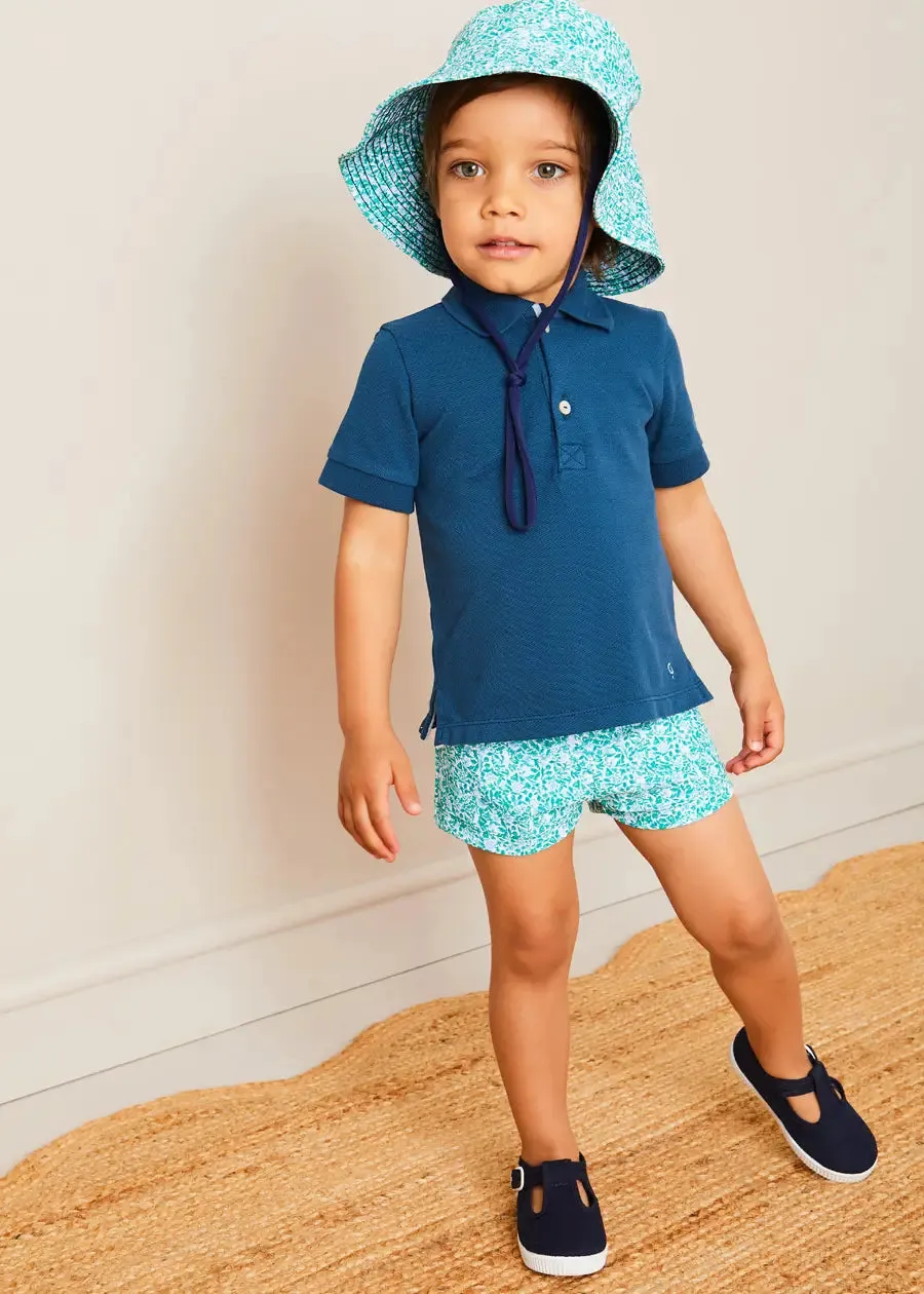 Plain Short Sleeve Polo Shirt in Navy (2-10yrs)