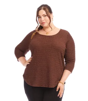 Plus Size 3/4 Sleeve Shirttail Top
