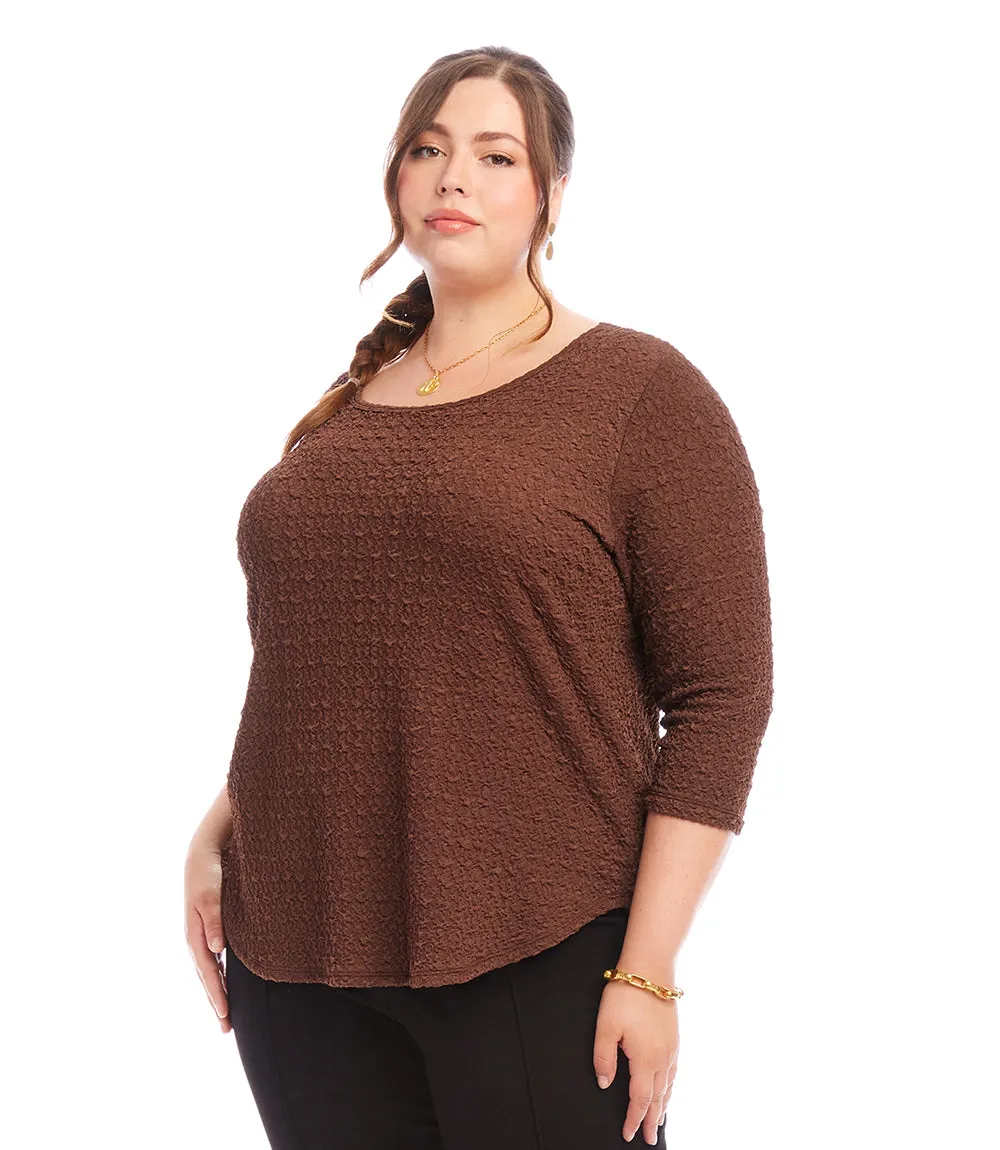 Plus Size 3/4 Sleeve Shirttail Top