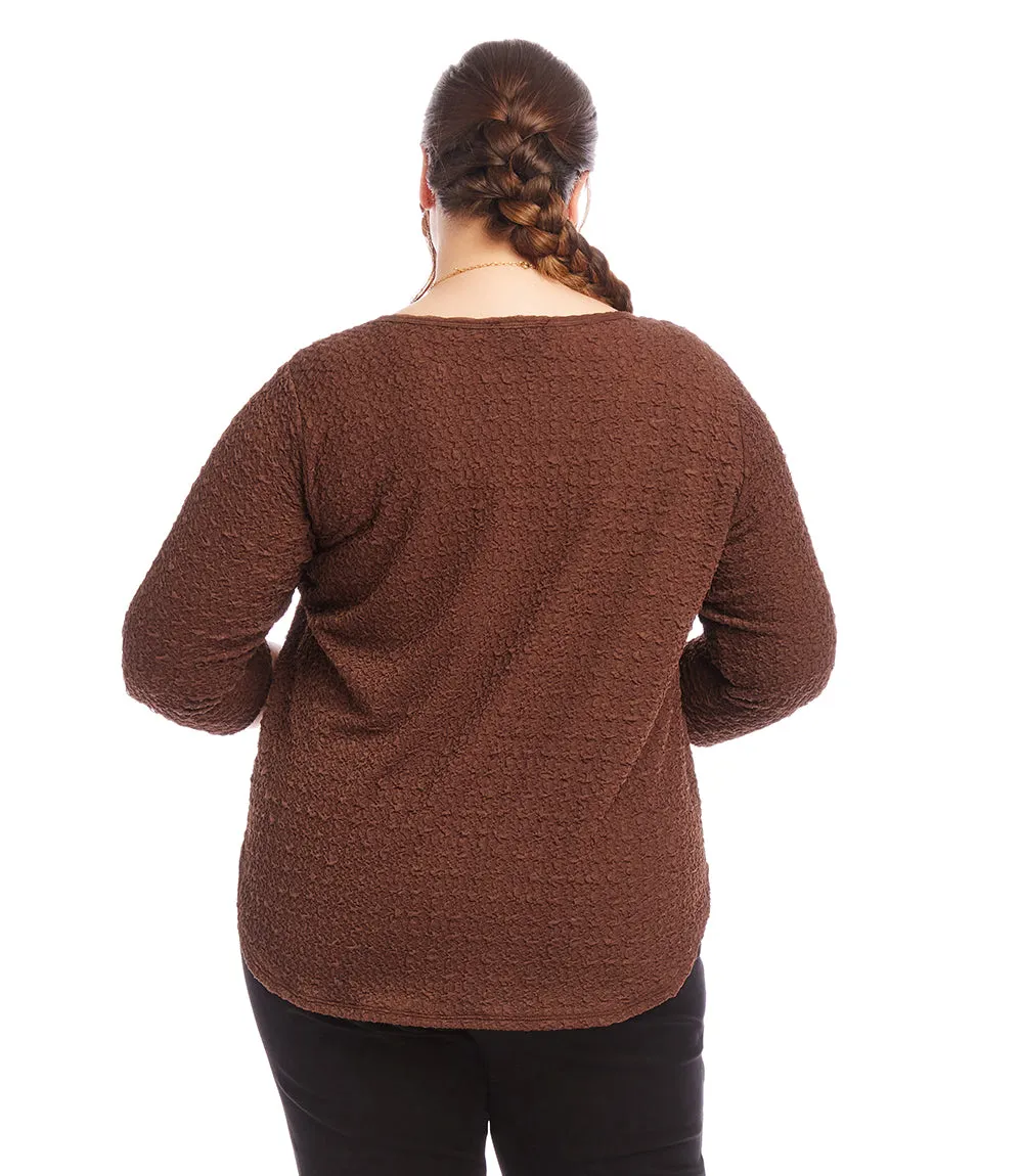 Plus Size 3/4 Sleeve Shirttail Top