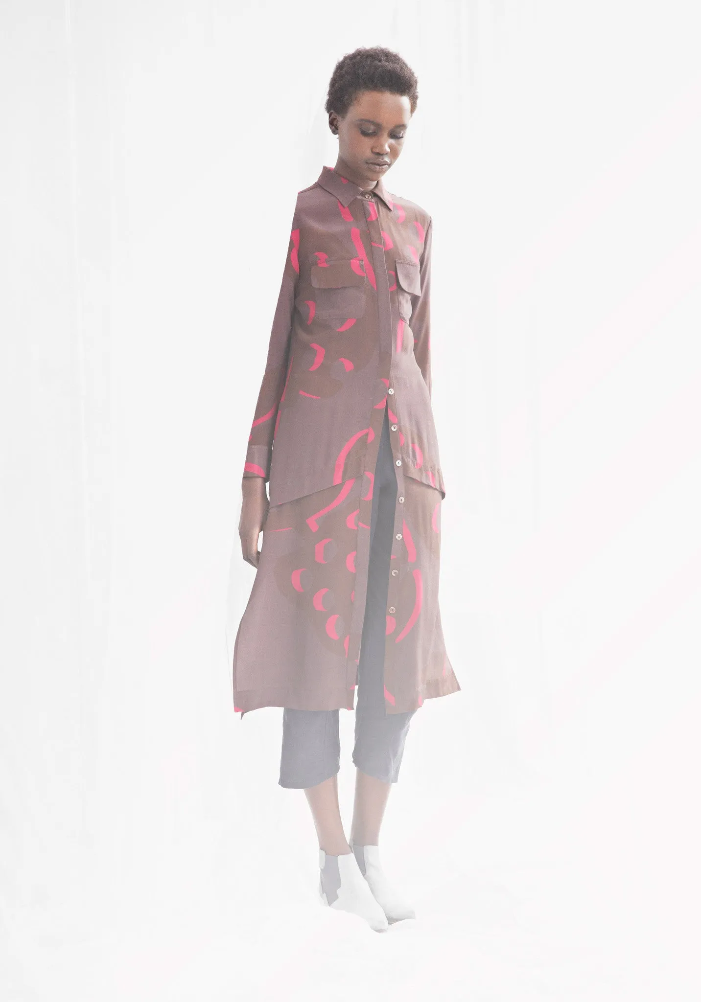 Poms Long Shirtdress