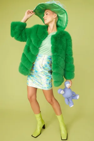 "Color of Love" Faux Fur Coat- Green