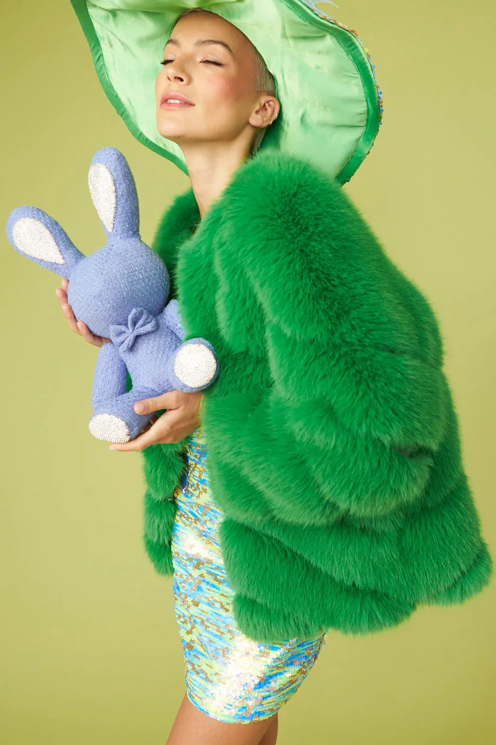 "Color of Love" Faux Fur Coat- Green