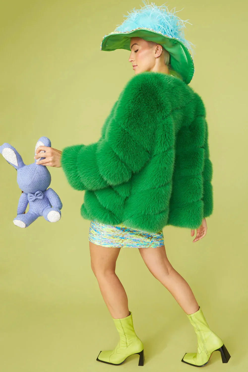 "Color of Love" Faux Fur Coat- Green