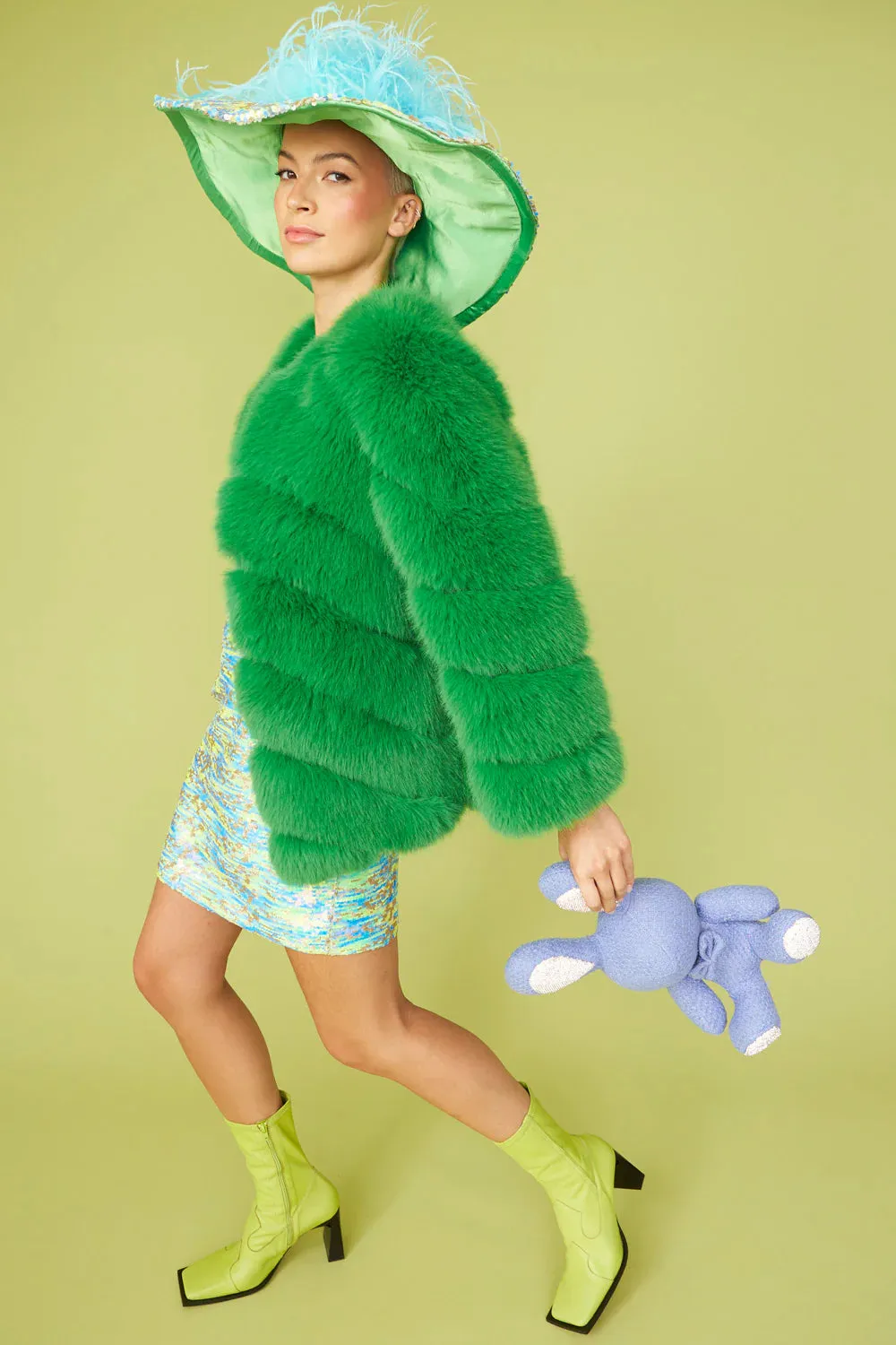 "Color of Love" Faux Fur Coat- Green