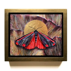 "Communion" Cinnabar Moth Painting 10x8