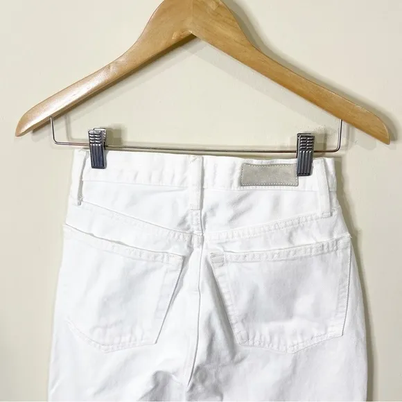 RE/DONE White Distressed 90's High Rise Loose Jeans in White With Rips Size 24