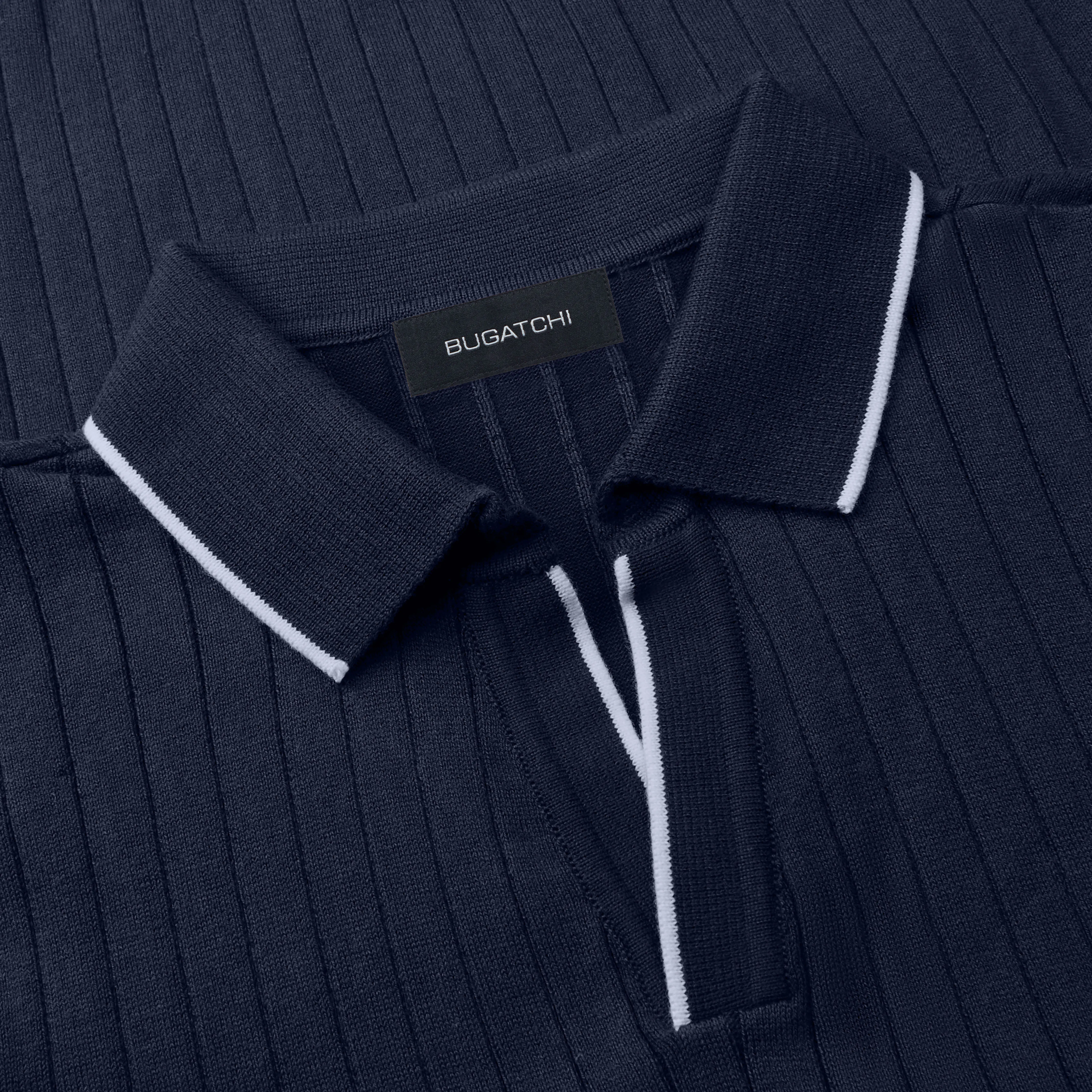 Rib Knit Short Sleeve Johnny Collar Sweater