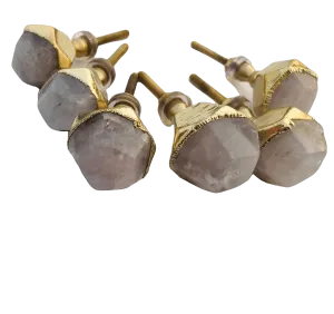 Rose Quartz Agate Cabinet Door Pull Handle - Set of 4