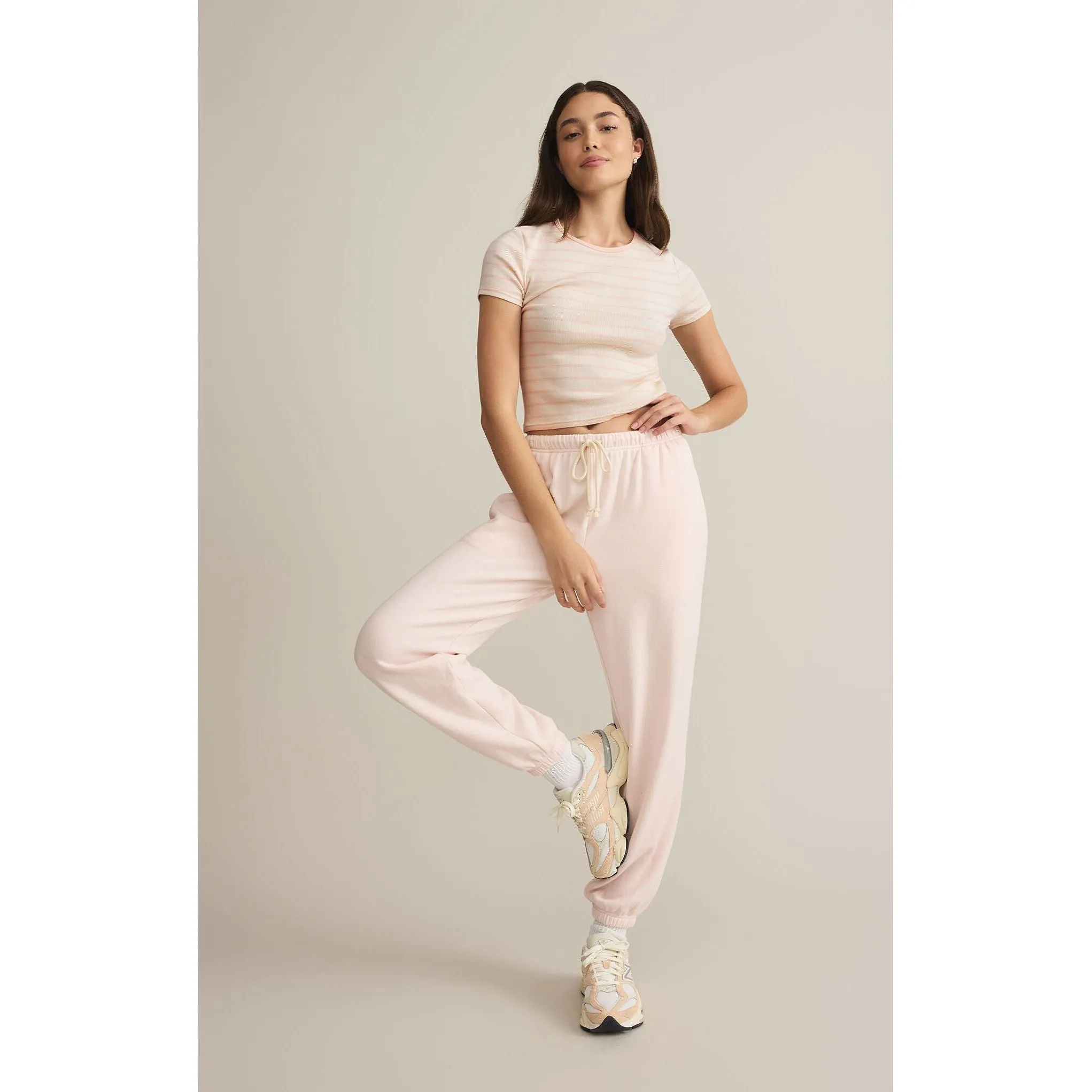 Saxton Striped Tee in Pink Salt