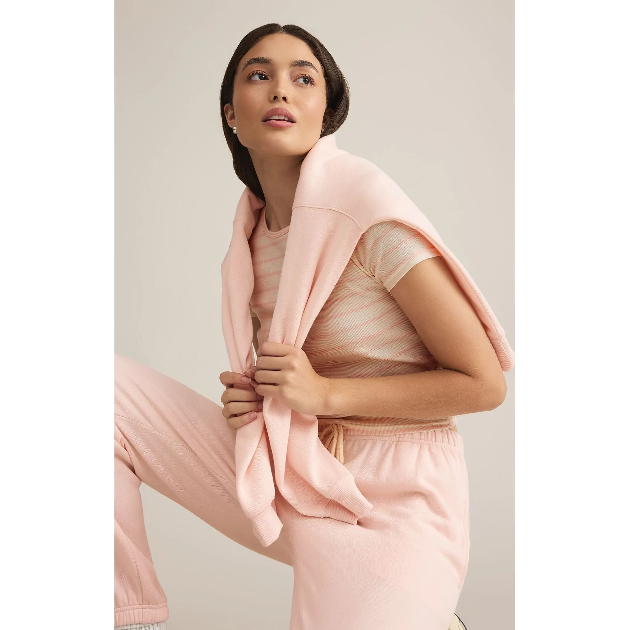 Saxton Striped Tee in Pink Salt