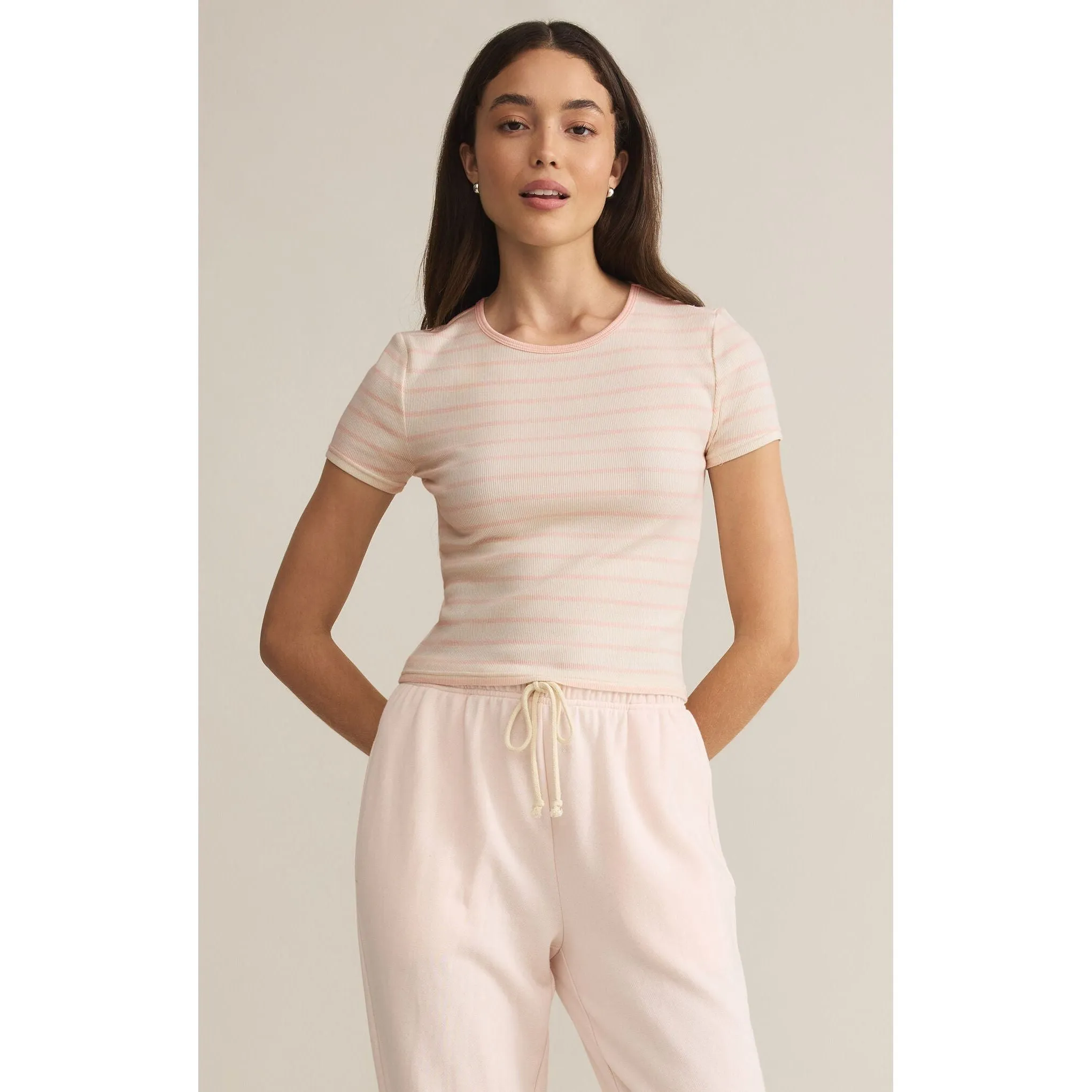 Saxton Striped Tee in Pink Salt
