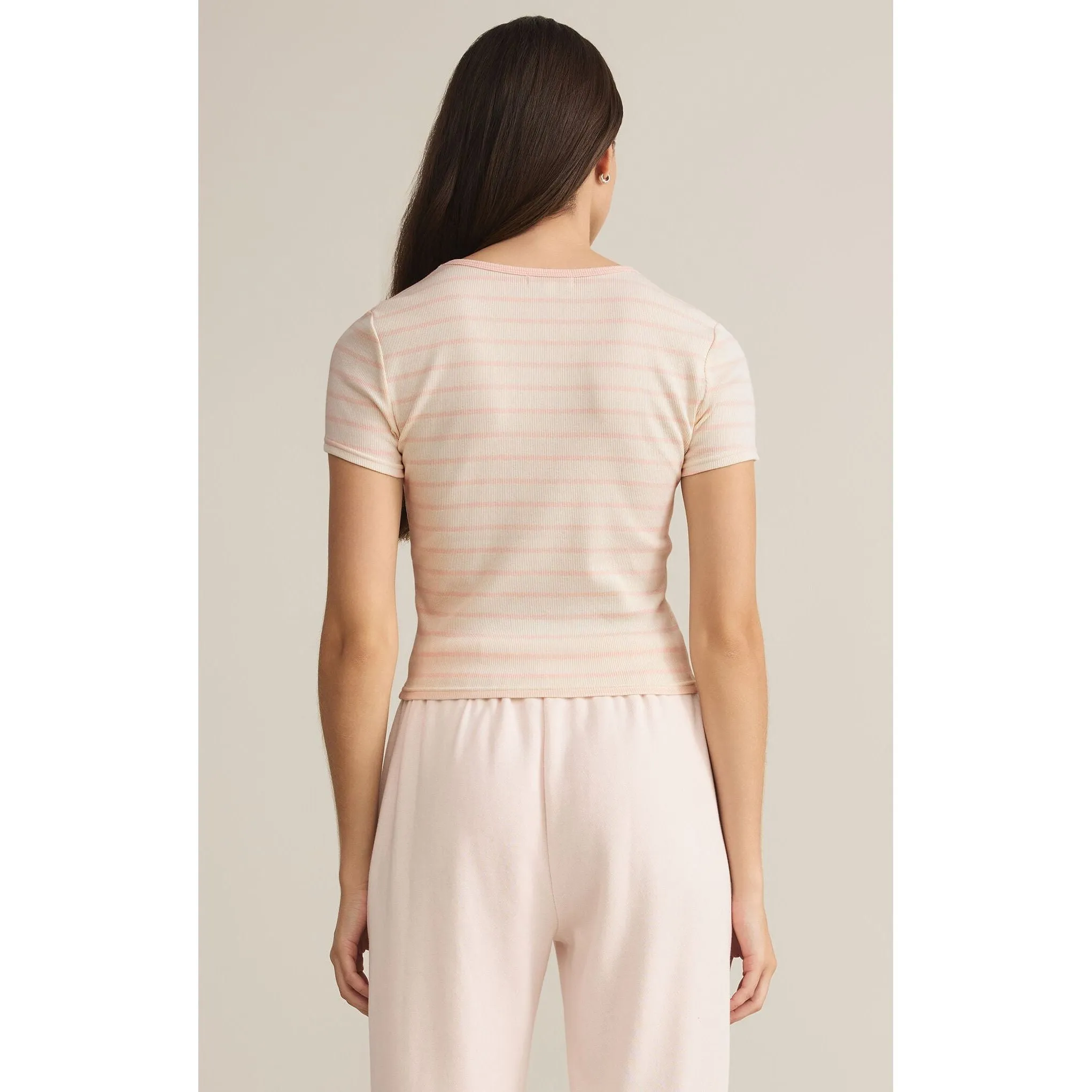 Saxton Striped Tee in Pink Salt