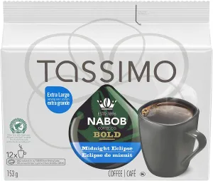 Sealed Tassimo Nabob Bold Midnight Eclipse Coffee, 12 T-Discs, Extra Large Serving Size - *Best Before June 2022*