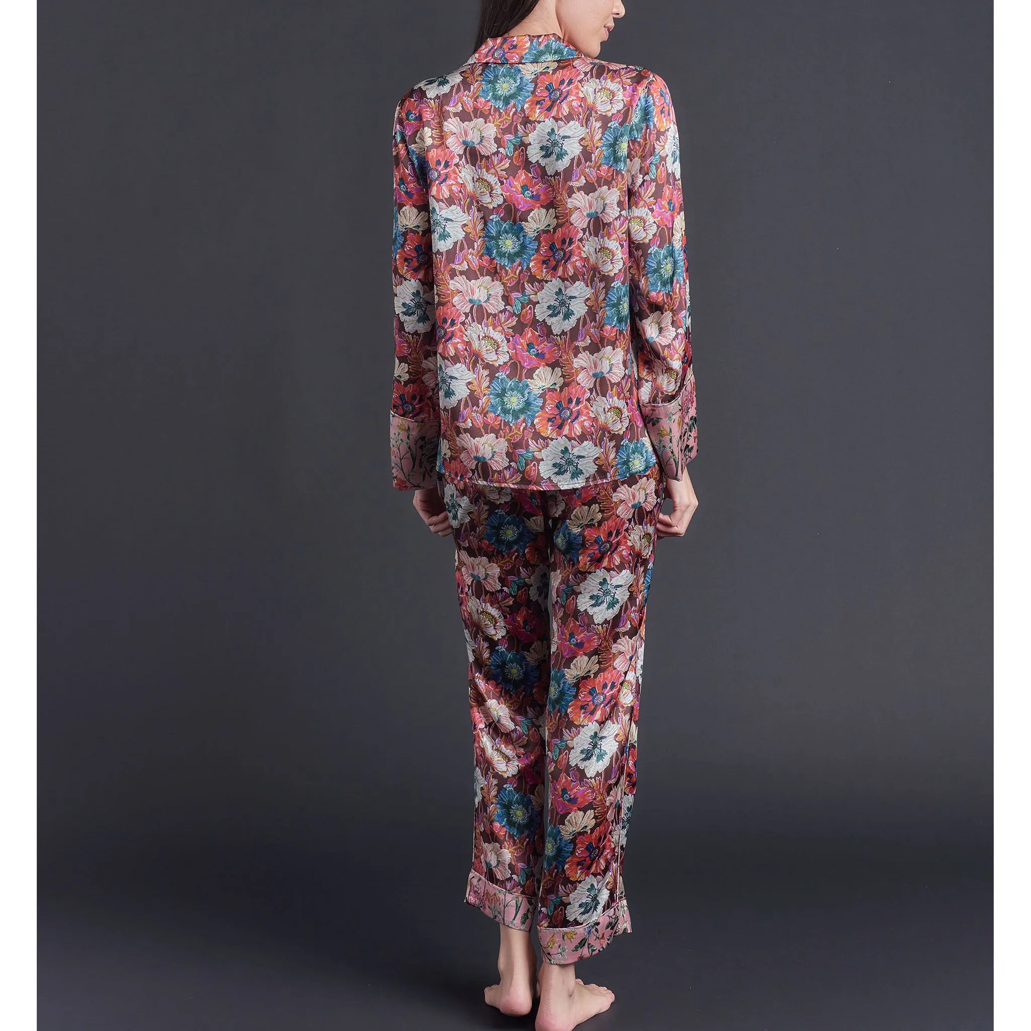 Serena Pajama Pant in Poppy Liberty Print Silk Charmeuse