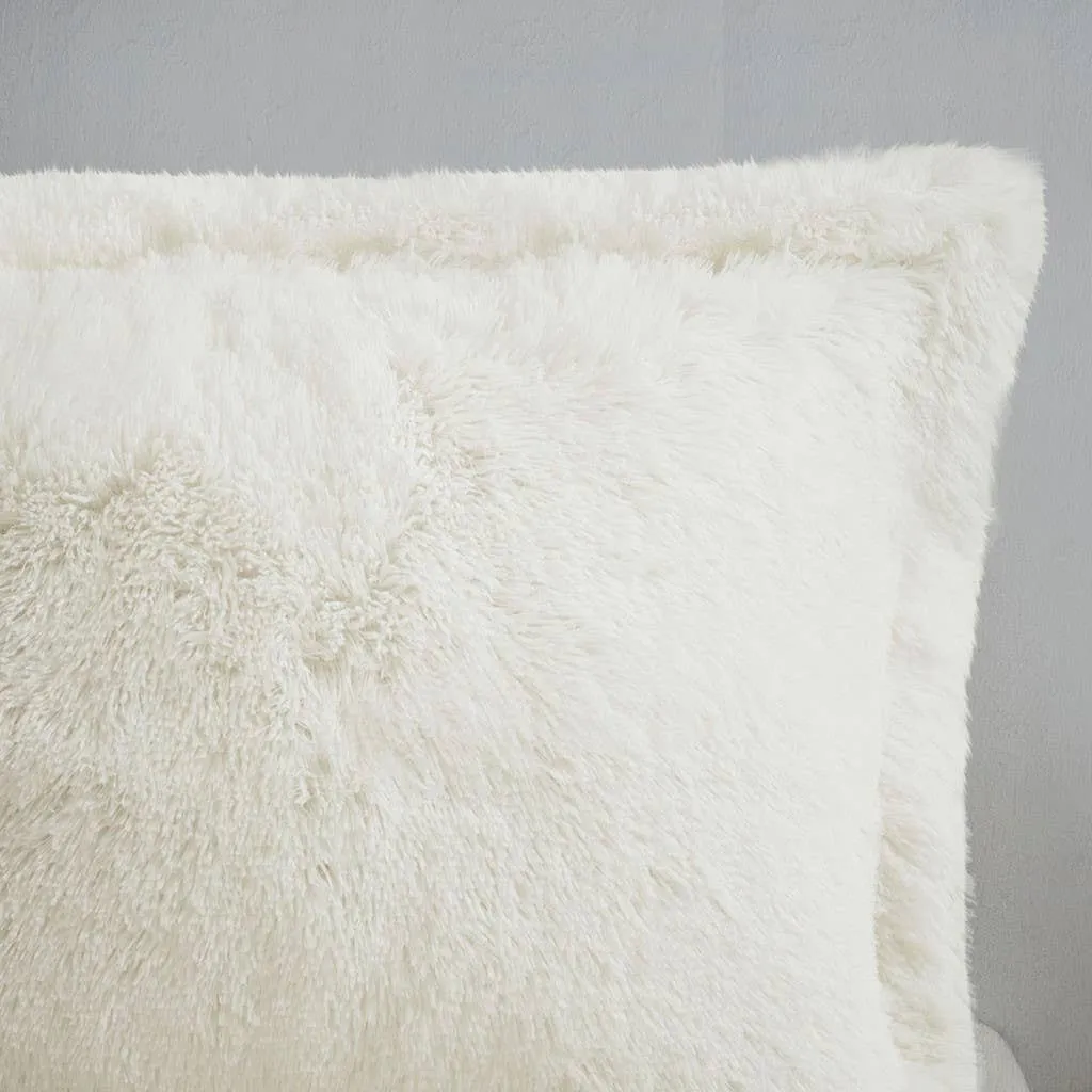 Shaggy Fur 3-Piece Comforter Set (White)