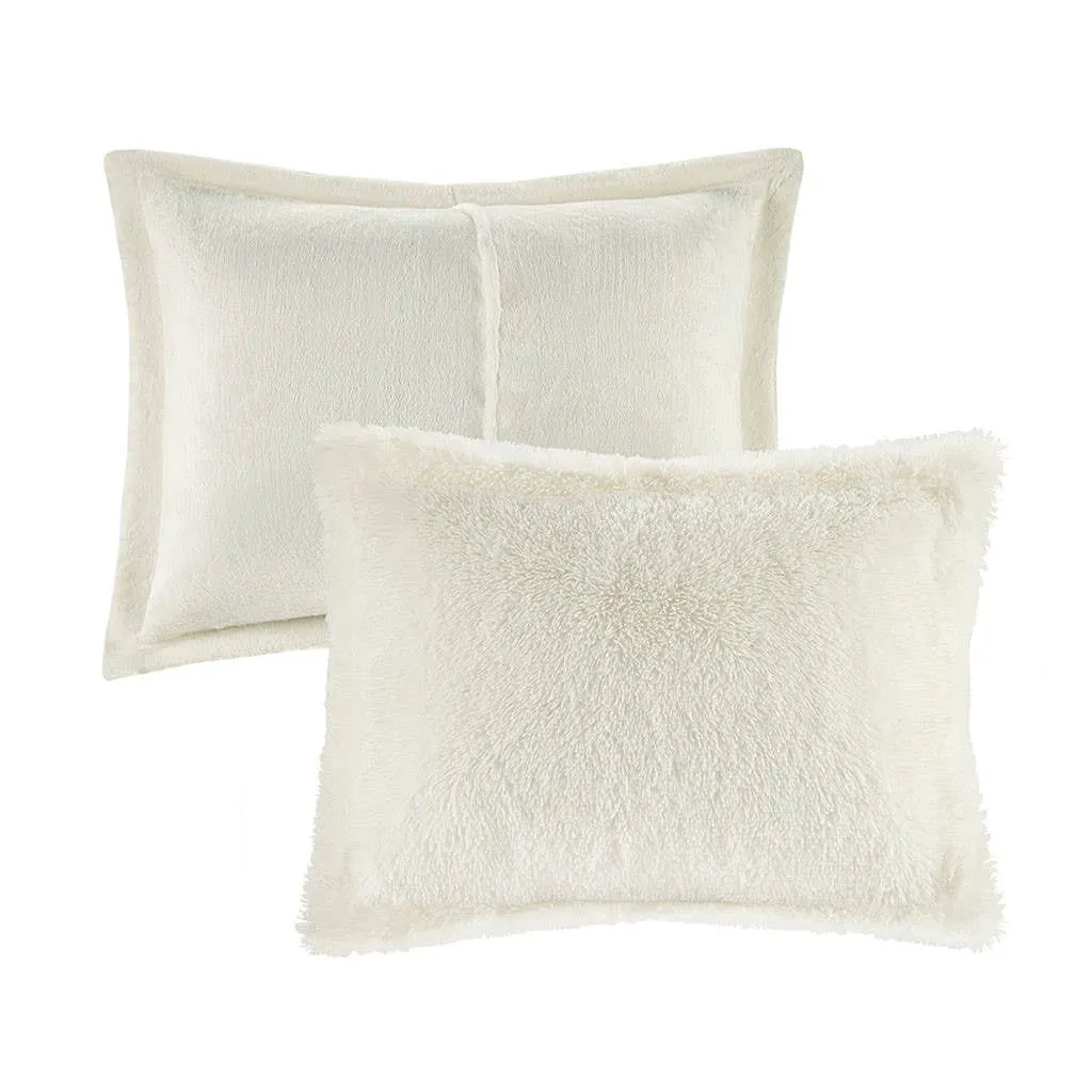 Shaggy Fur 3-Piece Comforter Set (White)