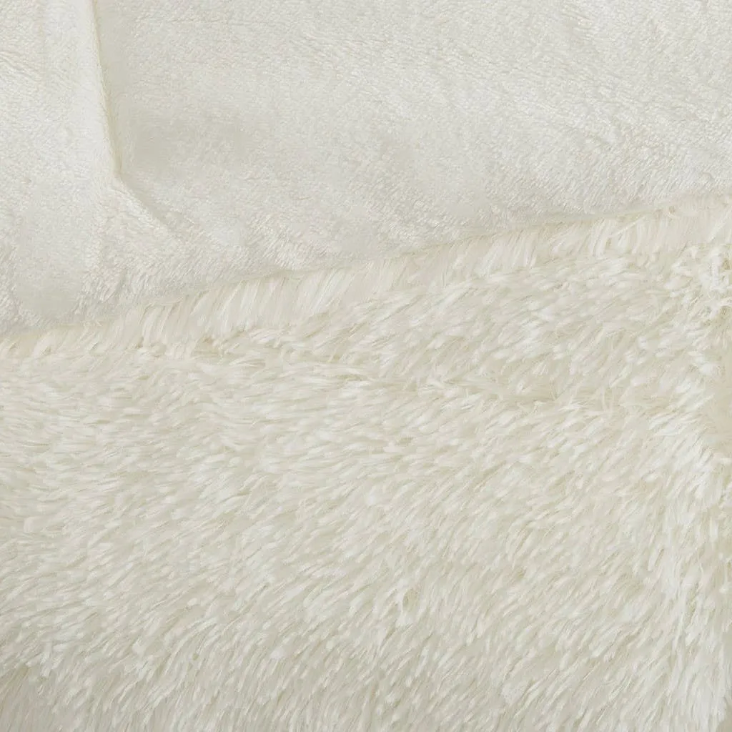 Shaggy Fur 3-Piece Comforter Set (White)