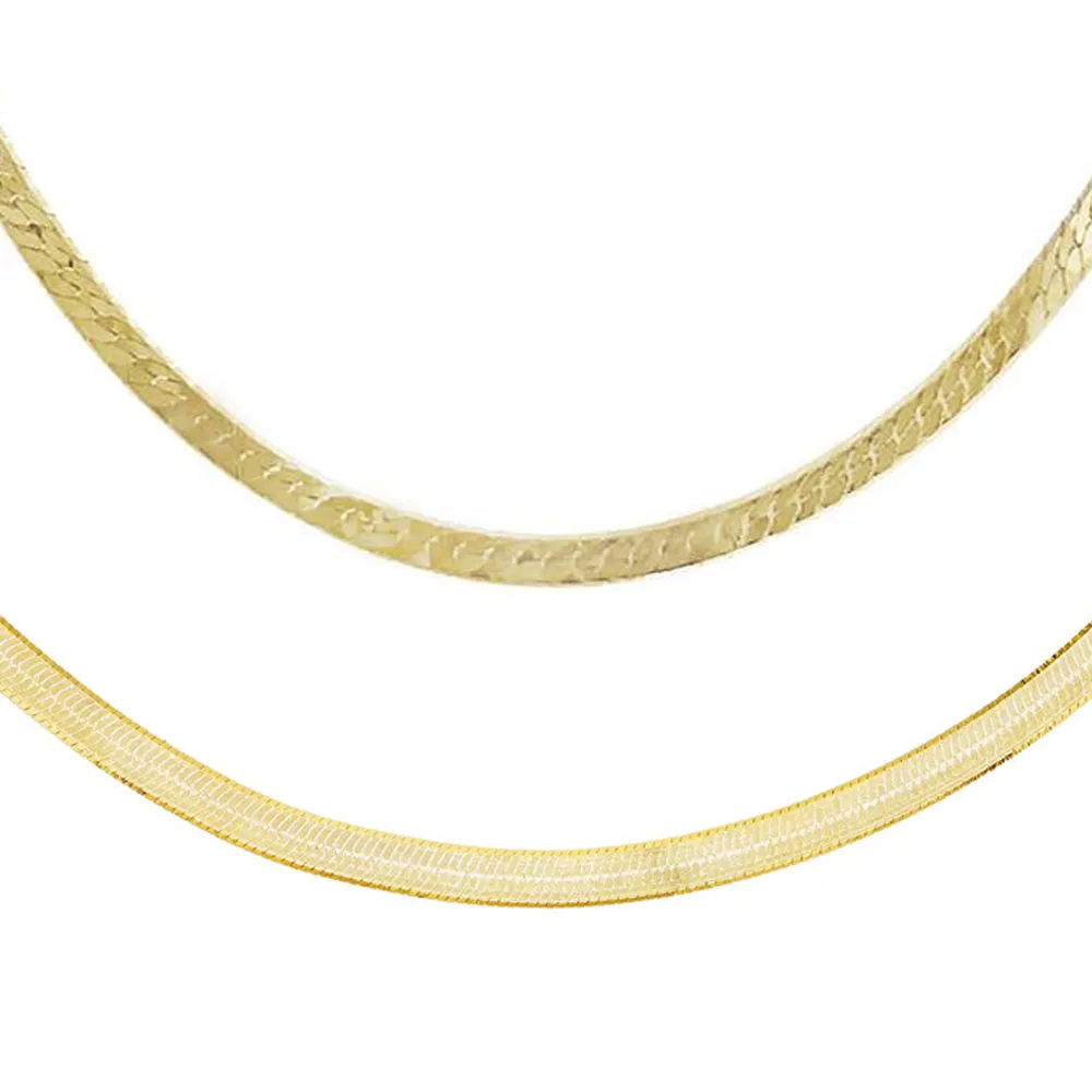 Snake X Herringbone Chain Necklace Combo Set