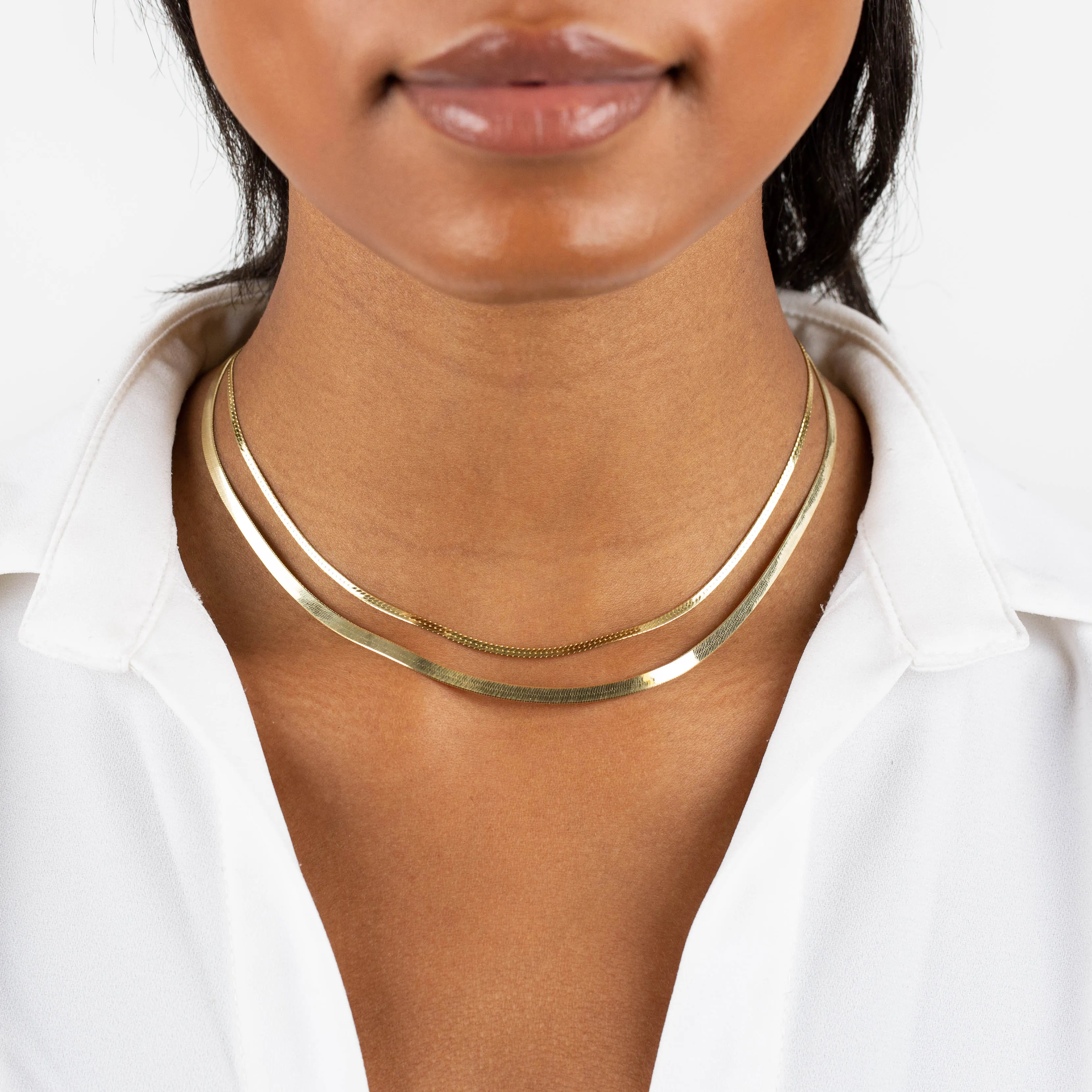 Snake X Herringbone Chain Necklace Combo Set