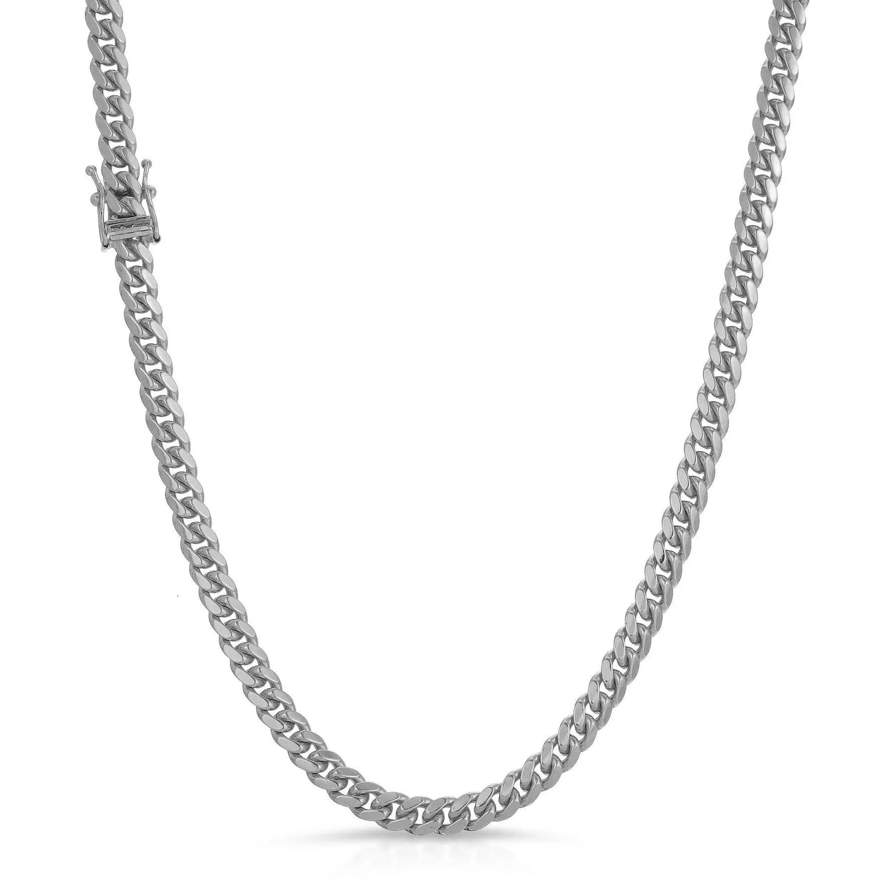 Sterling Solid Plain 14k Gold Plated Miami Cuban Chains Necklaces 18"-24" 3-15mm