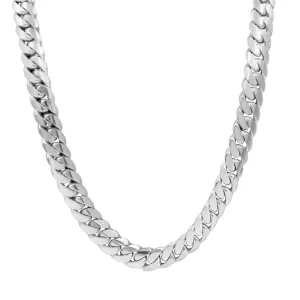 Sterling Solid Plain 14k Gold Plated Miami Cuban Chains Necklaces 18"-24" 3-15mm