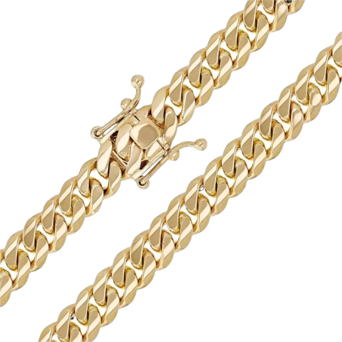 Sterling Solid Plain 14k Gold Plated Miami Cuban Chains Necklaces 18"-24" 3-15mm
