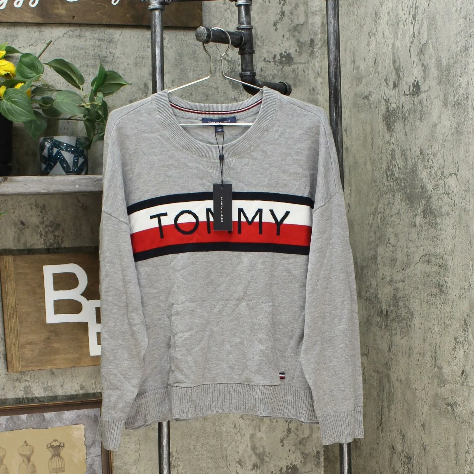 Tommy Hilfiger Women's Colorblocked Crewneck Pouch Pocket Pullover Sweater