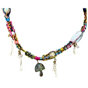 TROPICAL TRIPPIN NEON RAINBOW MUSHROOM SUNRISE ROCKSTAR NECKLACE