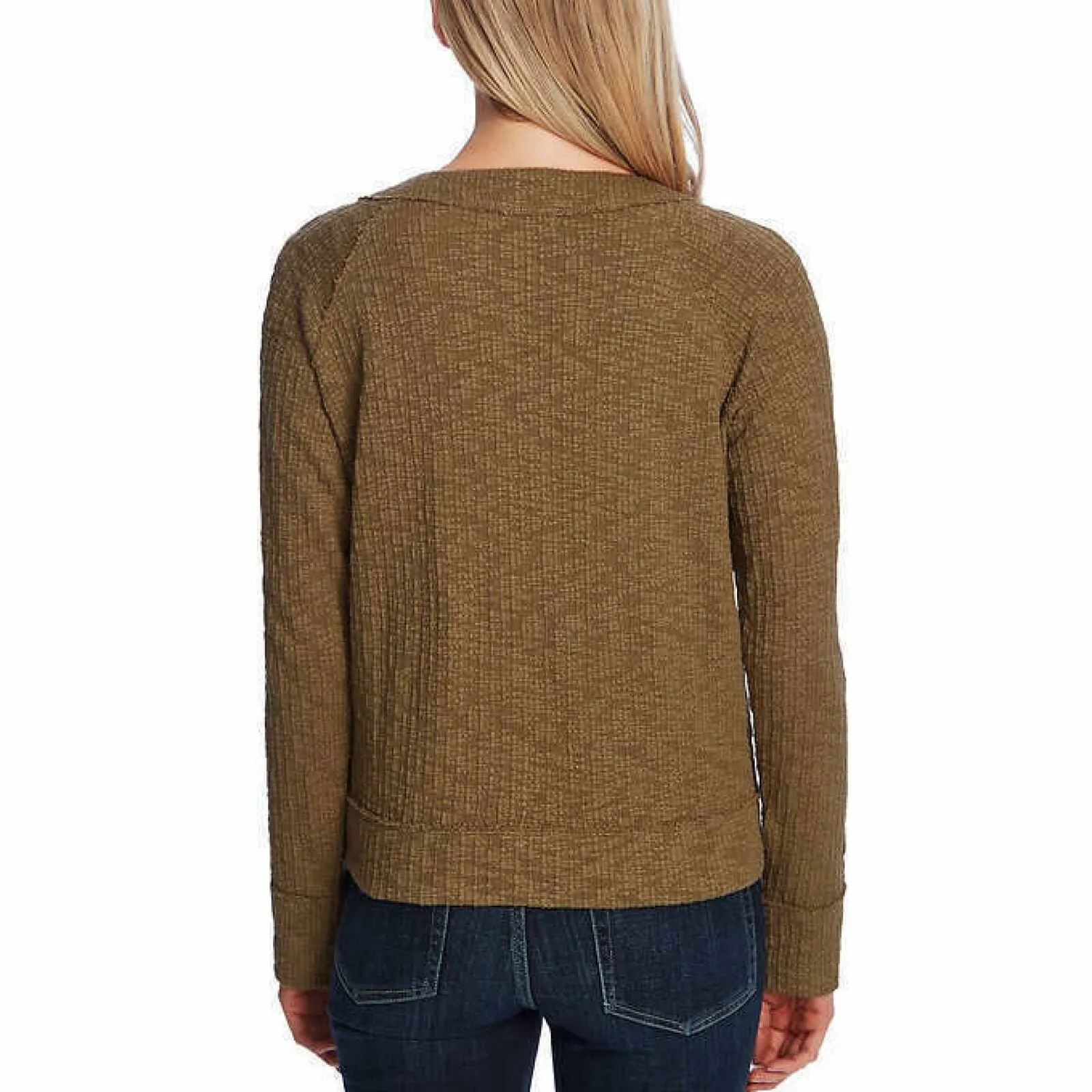 Two by Vince Camuto Women's Slub Knit V-Neck Cardigan Sweater