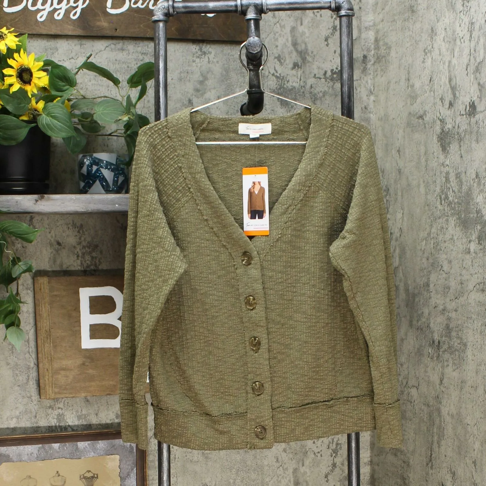 Two by Vince Camuto Women's Slub Knit V-Neck Cardigan Sweater