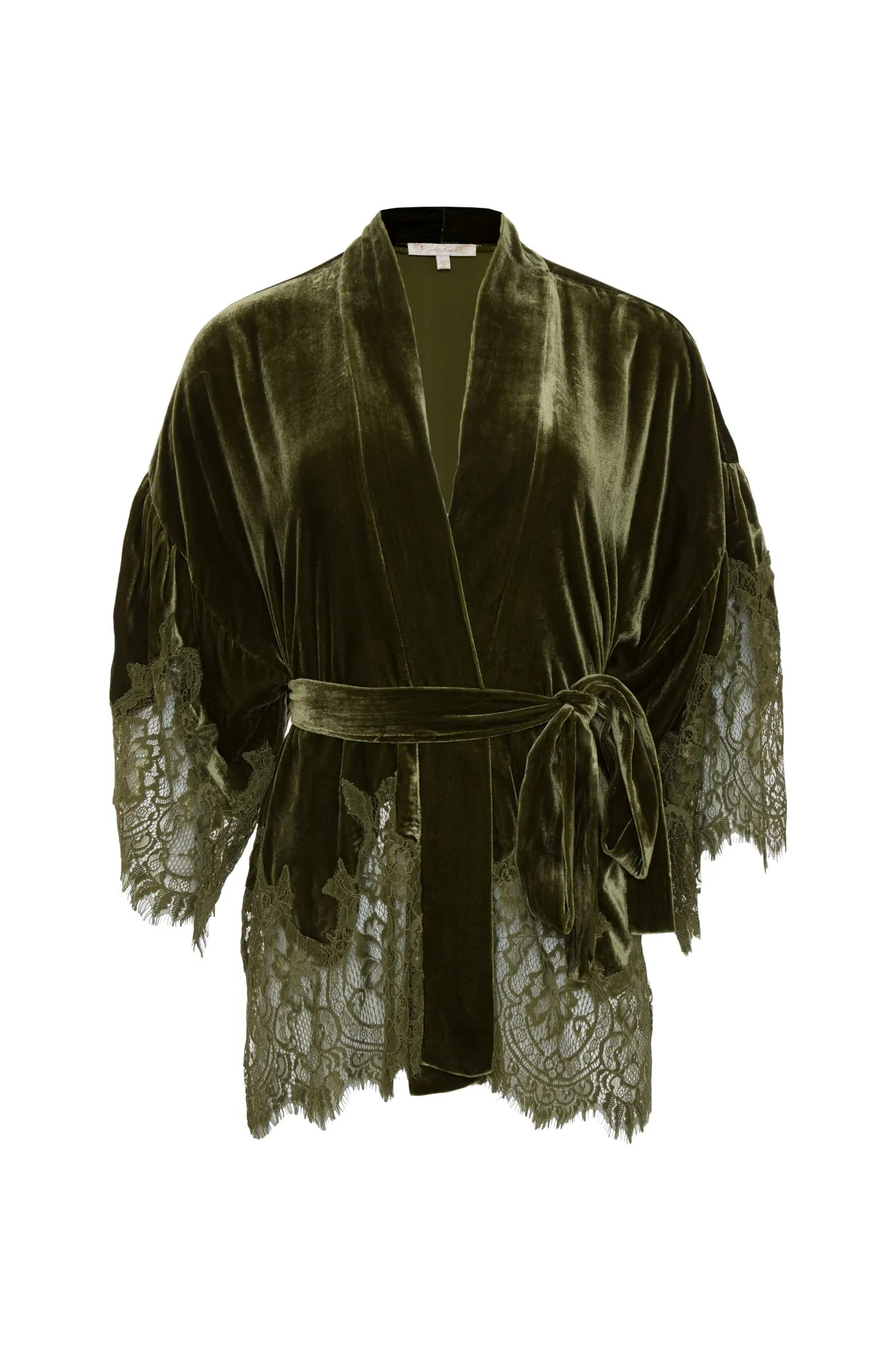 Velvet Coco Lace Kimono - Dark Olive