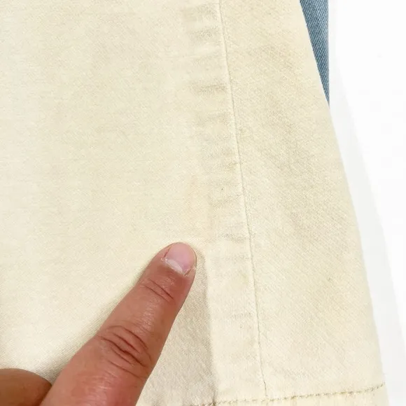We The Free Womens Light Wash Cream Colored Velvet Panel Penny Pull On Flare