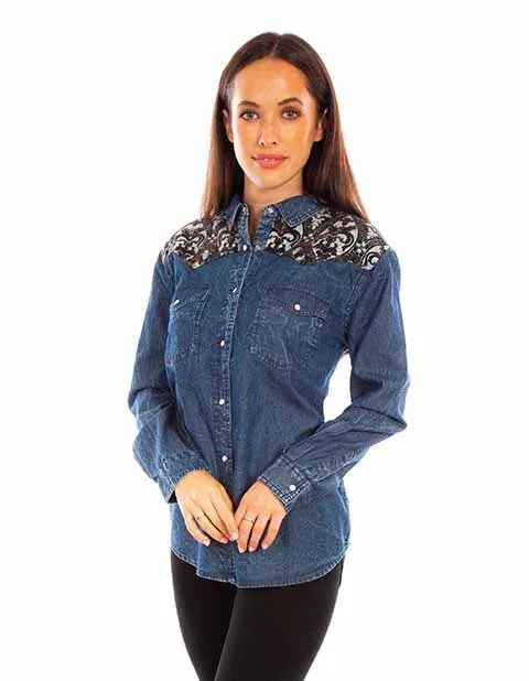 Women's Honey Creek Collection Blouse: Vintage Denim