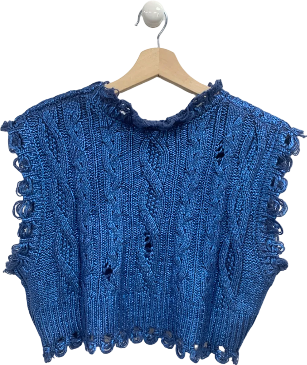 Zara Blue Cropped Knit Sweater UK S